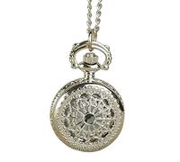 Hemobllo Quartz Pocket Watch Hollow Design Retro Style Silver Chain Watch for Clothes Decoration