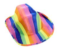 Hemobllo Rainbow Cowboy Hat with Strap Striped Design for Pride Parade Costume Dress Up Role Play and Photo Props Comfortable Fit for Men and Women