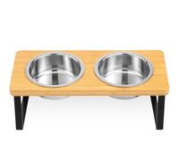 Hemobllo Raised Stainless Steel Cat Food Bowls with Stand Double Elevated Pet Feeding Station for Cats and Small Dogs for Home Use