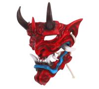Hemobllo Realistic Red Resin Demon Mask with Horns for Adults, Scary Halloween Costume Accessory Featuring Adjustable Fit and Versatile Use, for Haunted Events and Costume Parties
