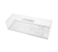 Hemobllo Rectangular Acrylic Cake Stand with Clear Lid Dessert Display Tray for Cakes Pastries Portable White Marble Pattern Multifunctional Serving Plate for Home Party