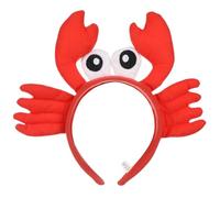 Hemobllo Red Crab Headband Plush Animal Hair Band - Funny Big Eyes Sea Creature Costume Accessory for Kids & Adults - Cute Fancy Dress Hat for Ocean Theme Party, Halloween, Photo Booth Prop