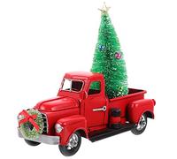 Hemobllo Red Metal Xmas Truck Ornament Iron Christmas Car Craft Table Decor for Home Office Fireplace Lightweight Desktop Decoration and Photography Prop Families