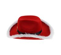 Hemobllo Red Western Cowgirl Hat for Christmas Cosplay Party Decoration | Non Woven Fabric, White Brim Detail, Stylish Classic Look, Suitable for Holiday Gatherings and Costume Events
