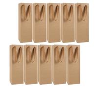Hemobllo Red Wine Bags Wine Wrapping Bags 10pcs with Portable Handle Kraft Paper Reusable for Birthdays and Housewarming