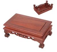 Hemobllo Redwood Carved Desktop Wood Base Buddha Statue Stand Solid Wood Rectangular Display Pedestal for Crafts and Flower Vase Home Décor