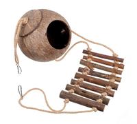 Hemobllo Reptile Hiding Cave Coconut Shell Reptile Hideout with Ladder Terrarium Decor for Gecko Accessories Lizard Hide Place Crested Gecko Tank Accessories 23.62 X 4.72 X 2.36 in