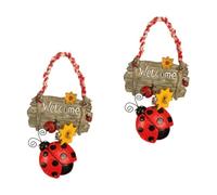 Hemobllo Resin Plate Sign Home Decor 2pcs Red Ladybug Decorative Welcome Plaque for Front Door