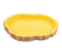 Hemobllo Resin Reptile Feeder Bowl for Small Pets, Lizard Food and Water Dish, Universal Terrarium Feeding Basin for Tortoise, Snake, and Crawling Pets, Natural Bark Texture Random Color