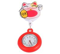 Hemobllo Retractable Nurse Watch Portable Pocket Watch Clip On Watch Cute Cat Watch with Second Hand for Doctor