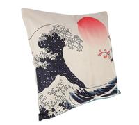 Hemobllo Retro Linen Pillowcase Japanese Style Decorative Cushion Cover Ethnic Pattern Soft Sturdy Material for Home Decoration and Office Use