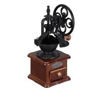 Hemobllo Retro Manual Coffee Grinder 5.9In Cast Iron & Beech Wood - Adjustable Ceramic Burr for Espresso, French Press, Drip - Quiet Hand Crank Mill for Home, Camping, Travel, Spice & Nut Gift