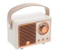 Hemobllo Retro Mini Portable Wireless Speaker with Handle, White Vintage Subwoofer Sound for Travel, Outdoor, Party, Compact Wireless Music Player