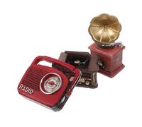 Hemobllo Retro Miniature Gramophone Resin Figurine Vintage Record Player and Radio Ornament for Bookshelf Dollhouse Desk Decor Space Saving Musical Home Appliance Prop
