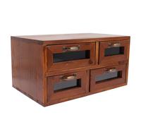 Hemobllo Retro Wooden Cosmetics Organizer Drawer Box, Makeup Storage Case for Vanity Table, Desktop Skincare and Beauty Products Organizer, Vintage Style Wooden Makeup Box