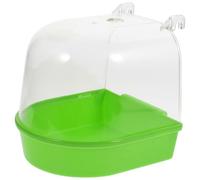 Hemobllo Reusable Green Abs Parrot Bath Box with Ingenious Design for Naturally Clean Fur, Small Bird Bath Basin and Cage Accessory for Indoor Parrot Bathing