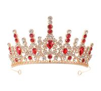 Hemobllo Rhinestone Bridal Crown Wedding Tiara for Bride Red Headpiece Sparkling Princess Queen Headdress Hair Accessory for Bridal Party and Wedding