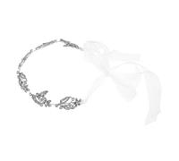 Hemobllo Rhinestone Bridal Forehead Chain Headpiece Lightweight Leaf Design Wedding Hair Band for Bride Bridesmaid Elegant Alloy Hair Accessories