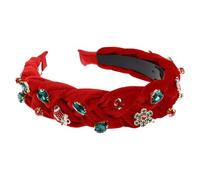 Hemobllo Rhinestone Christmas Headband with Sparkling Snowflake and Stocking Decorations Soft Comfortable Red Holiday Hairband for Women and Adults Festive Sparkle Accessory for Xmas