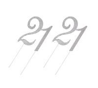 Hemobllo Rhinestone Number 21 Cake Topper 2Pcs, 8.5 Inch Sparkling Bling Decoration for Elegant Wedding Cake and Birthday Party Supplies