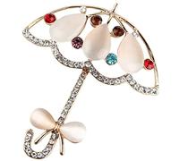 Hemobllo Rhinestone Umbrella Brooch Pin for Clothes Durable Lapel Pin with Colorful Cats Eye Decoration Accessory for Women Random Color