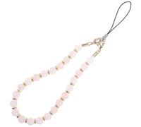 Hemobllo Rose Quartz Beaded Phone Strap Charm with Wrist Lanyard, Bohemian Style Cellphone Charm for Mobile Phone Decoration and Anti-lost Use