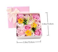 Hemobllo Rose Scented Artificial Soap Flower in Pink Square Box, Valentine’s Day Home Decoration Present for Women, Single Piece Floral Soap Rose Set
