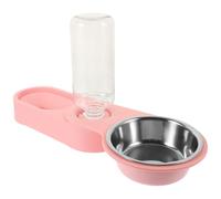 Hemobllo Rotatable Double Stainless Steel Cat Bowl with Folding Corner Wall Mount, Pink Cat Feeder with Two Bowls for Food and Water, Suitable for Small Pets and Space Saving