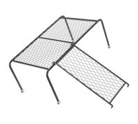 Hemobllo Rutin Chicken Feeding Platform Rack with Iron Mesh Shelf and Climbing Ladder, Large Black Poultry Coop Accessory for Chicken Feeding and Roosting