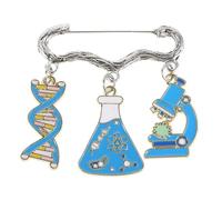 Hemobllo Science Pin Brooch with Microscope and Dna Double Helix Design, Enamel Lab Accessory for Women and Men, Chemistry Beaker Lapel Badge for Back to School and Laboratory Enthusiasts