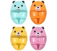 Hemobllo Self Adhesive Plug Holder Hooks for Wall 4Pcs Cartoon Bear Design Power Socket Organizer No Punch Small Hooks for Kitchen Appliances Cable Management