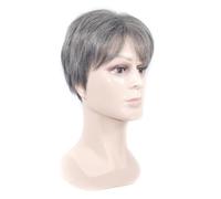 Hemobllo Short Grey Silver Wig and Natural-like Real Hair Texture Made of High Temperature Fiber with Breathable Design Stylish Hair Cover for Men Suitable for Parties and Cosplay