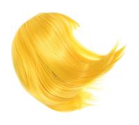 Hemobllo Short Yellow Bobo Wig for Women with Bangs, Synthetic High Temperature Silk Hair, Versatile Design, Trendy and Eye-catching Short Straight Wig for Cosplay and Daily Wear