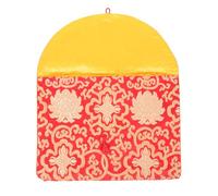 Hemobllo Silk Brocade Pouch with Knot Closure A4 Size Embroidery Envelope Red Floral Chinese Style Bag for Buddhist Sutra Storage and Wedding Wrapping