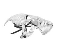 Hemobllo Silver Disco Ball Mask Lightweight Plastic Full Face Cover Reusable Masquerade Mirror Mask Eye Catching Disco Design for Theme Party Occasions and Group Interactions