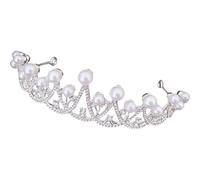 Hemobllo Silver Pearl Elements Hair Decor Headband Zinc Alloy and Rhinestone, Reusable Costume Party Headdress for Women and Shining Design and Delicate Bride Visual Effect