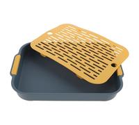 Hemobllo Small Pet Cage Supply Rectangular Flat Bottom Rabbit Litter Box Pp Material Fixed-point Toilet Training Prevents Feet from Getting Stuck Suitable for Hamster Rabbit