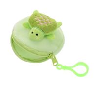 Hemobllo Small Plush Turtle Coin Purse Soft Zipper Wallet Compact Portable Change Organizer for Women Students Keychain Earphone Storage Bag Green