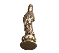Hemobllo Solid Brass Buddha Figurine Desktop Decor with Stable Design and Antique Style, Golden Religious Ornament for Feng Shui Home Decoration and Spiritual Adornment