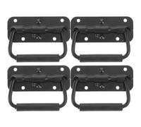 Hemobllo Spring Loaded Heavy Duty Handle 4Pcs 100Mm Black Rubber Grip Surface Mount Flight Case Handles for Workshop Toolboxes, Speaker Cabinets, Boat, and Trunk Use
