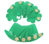 Hemobllo St Patrick's Day Coasters 10-Pack - Non-Slip Green Felt with Gold Glitter Shamrock & Leprechaun Hat, Absorbent Spill-Proof Pads for Irish Party Table Decor, Coffee Mug & Beer Glass Mats