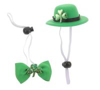 Hemobllo St Patrick's Day Pet Costume Accessories Elastic Top Hat and Bow Tie Collar for Puppy and Kitten Irish Party Outfit Cute Festive Hat and Collar Kit for Dogs and Cats