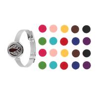 Hemobllo Stainless Steel Aromatherapy Locket Bracelet with Refillable Pads, Adjustable Essential Oil Diffuser Bangle for Women, Wearable Scent Jewelry Suitable for Daily Use and Giving