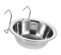 Hemobllo Stainless Steel Bird Feeding Bowl with Wire Hook Rack, Easy to Install Parrot Feeder Dish Holds A Variety of Foods, Suitable for Parrots and Hamsters in Bird Cages
