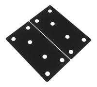 Hemobllo Stainless Steel Black Straight Brackets Furniture Braces Flat Mending Plates Thickened Metal Fixing Supports for Cabinet Shelves 2pcs Set