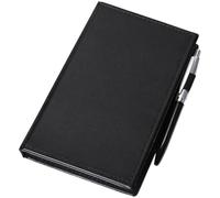 Hemobllo Sticky Memo Note Pads with Pu Leather Cover and Pen Storage, Self-adhesive Office and School Reminder Stickers, Black Annotation Tabs for Organised Notes