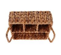 Hemobllo Storage Basket Cutlery and Silverware Organizer Brown Hyacinth with Divided Sections Woven Multi-functional Easy to Clean Stylish Kitchen Basket for Desktop and Dining Table