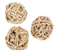 Hemobllo Straw Ball Designed to Keep Teeth Clean for Parrots and Pets and Beige 3pcs Woven Chew Balls Provide Interactive Playing Fun