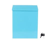 Hemobllo Suggestion Box with Lock Blue Iron Mailbox Large Capacity for Office and School Wall Mountable Collection Box