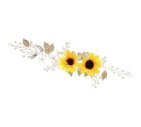 Hemobllo Sunflower Wedding Headband with Handcrafted Rhinestones, Gold Floral Hair Accessory for Women, Bridal Flower Crown Hair Jewelry for Special Occasions